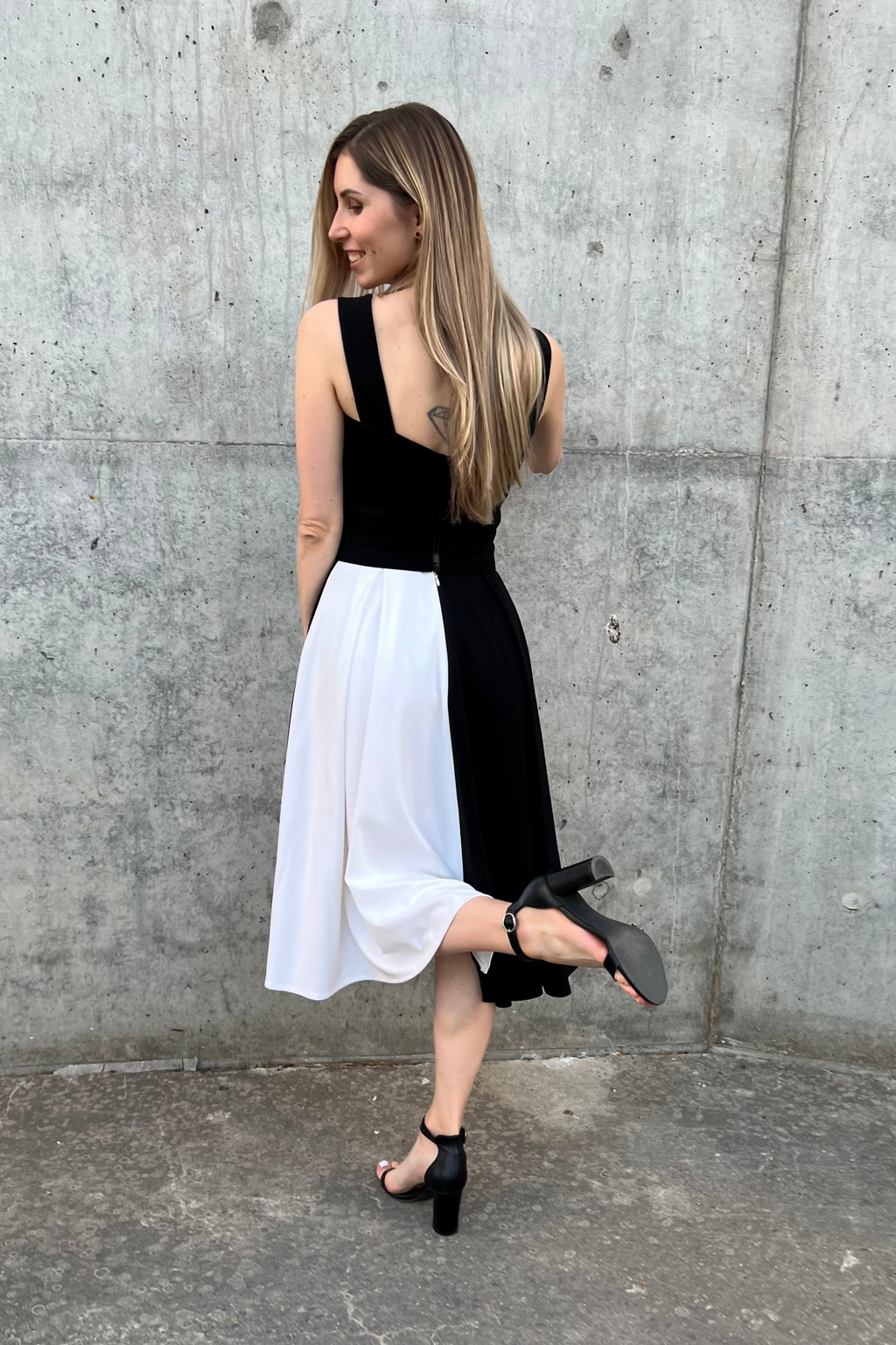 midi black and white dress for women Black And White Polka Dot Cut Out Midi Dress – AX Paris