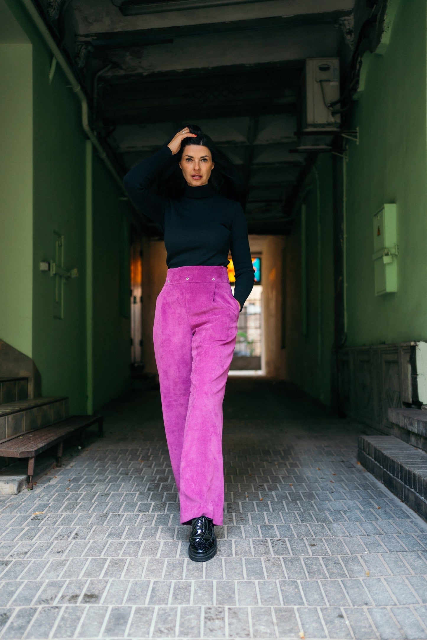 Classic style magenta pants with Albertina butik pockets –