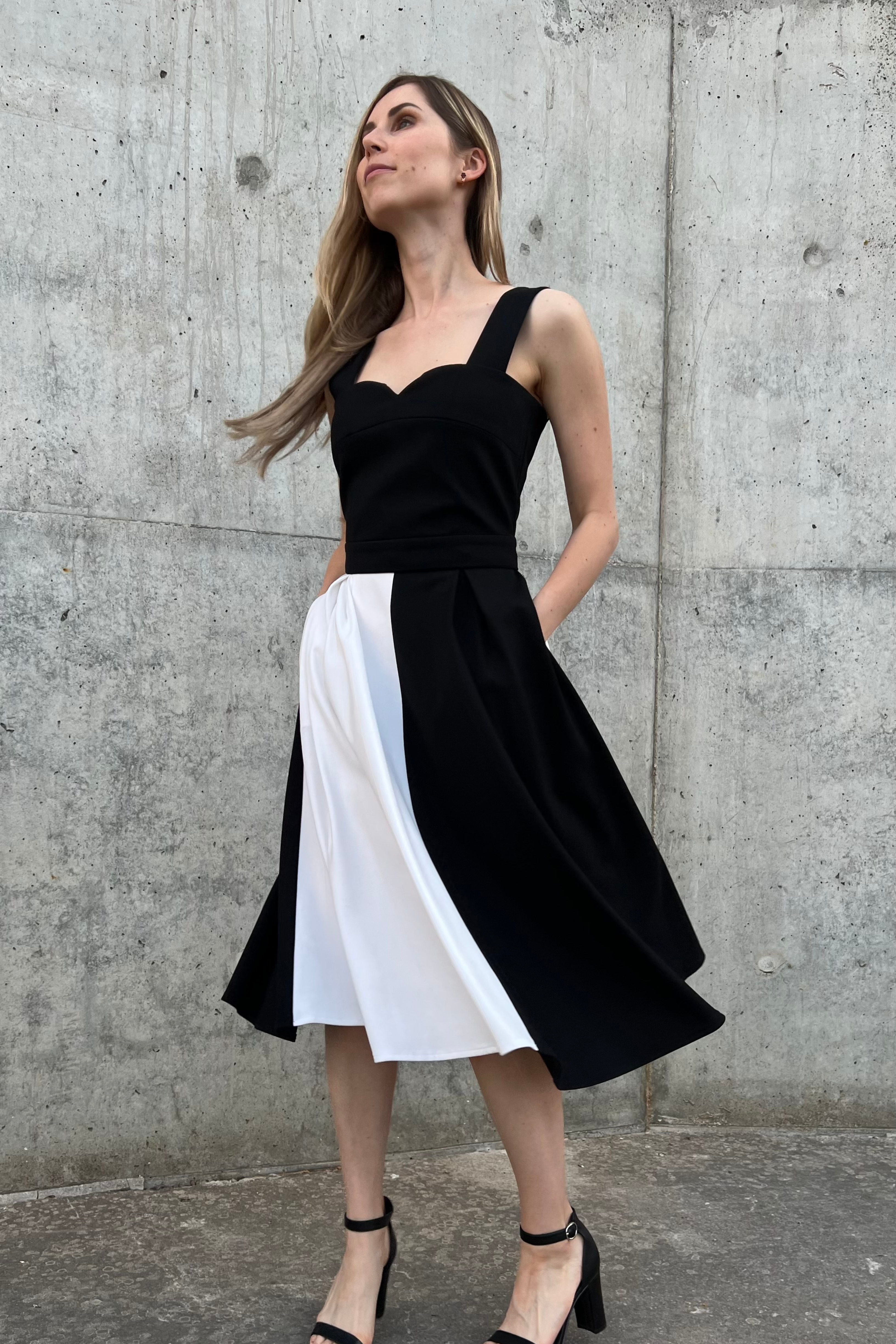 women's black and white cocktail dress Leely Women Black and White Corset Midi Cocktail Dress with Ruffles Bodycon Strapless Semi Formal Dress