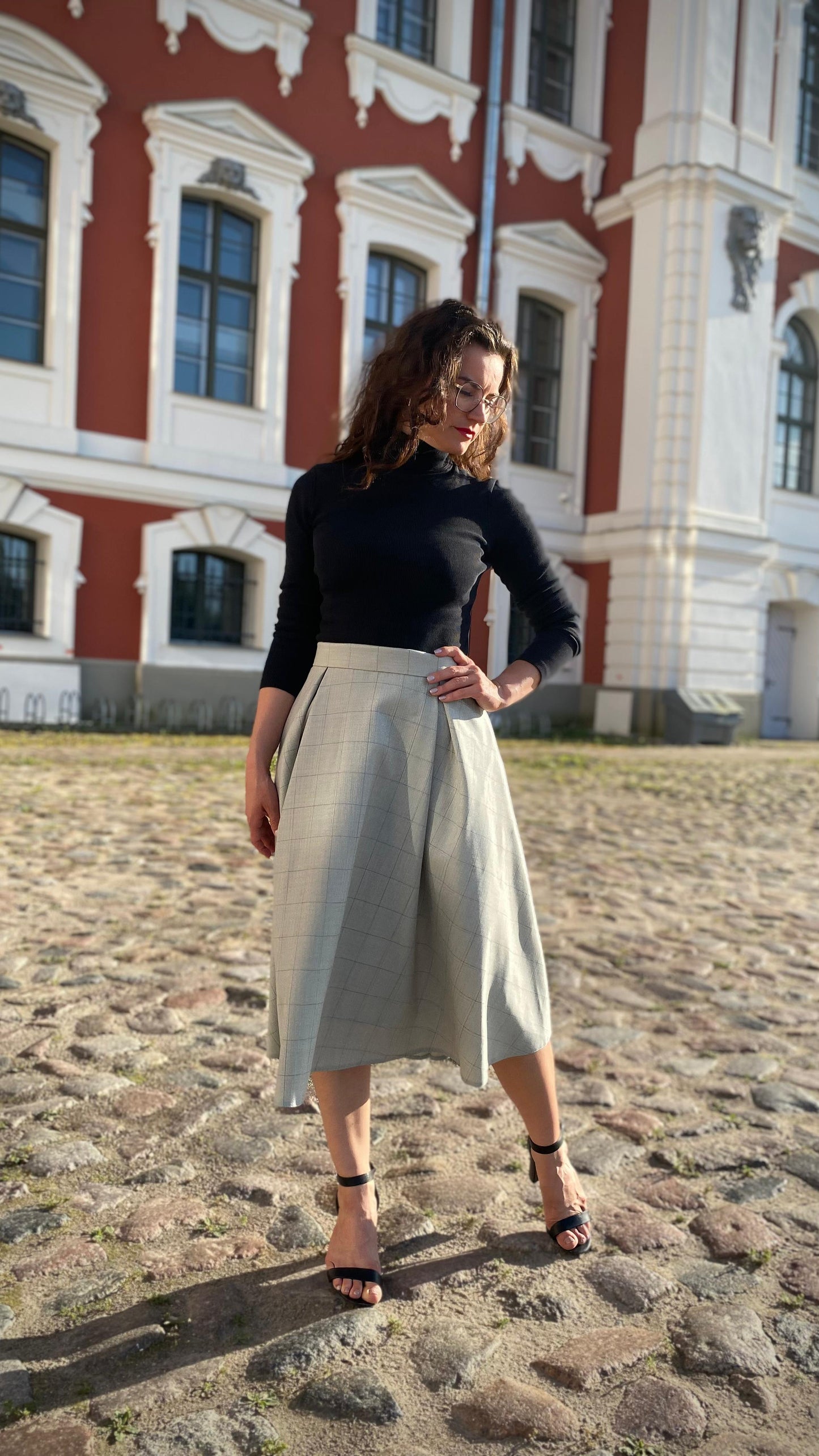 Wool A-line skirt with pockets