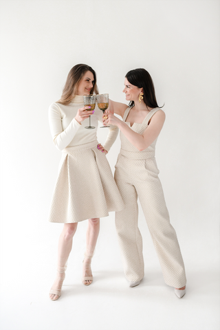 Flared Golden Brocade Pants