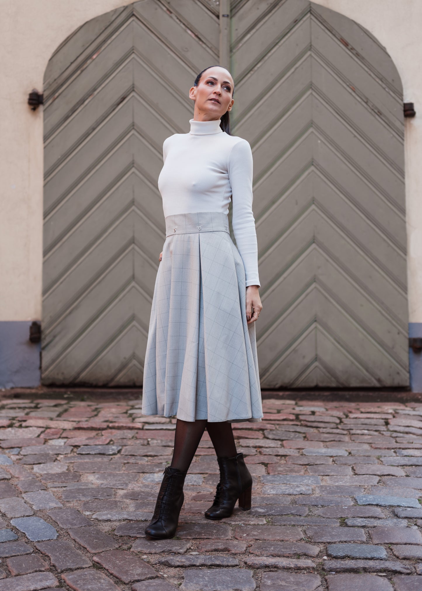 Wool A-line skirt with pockets