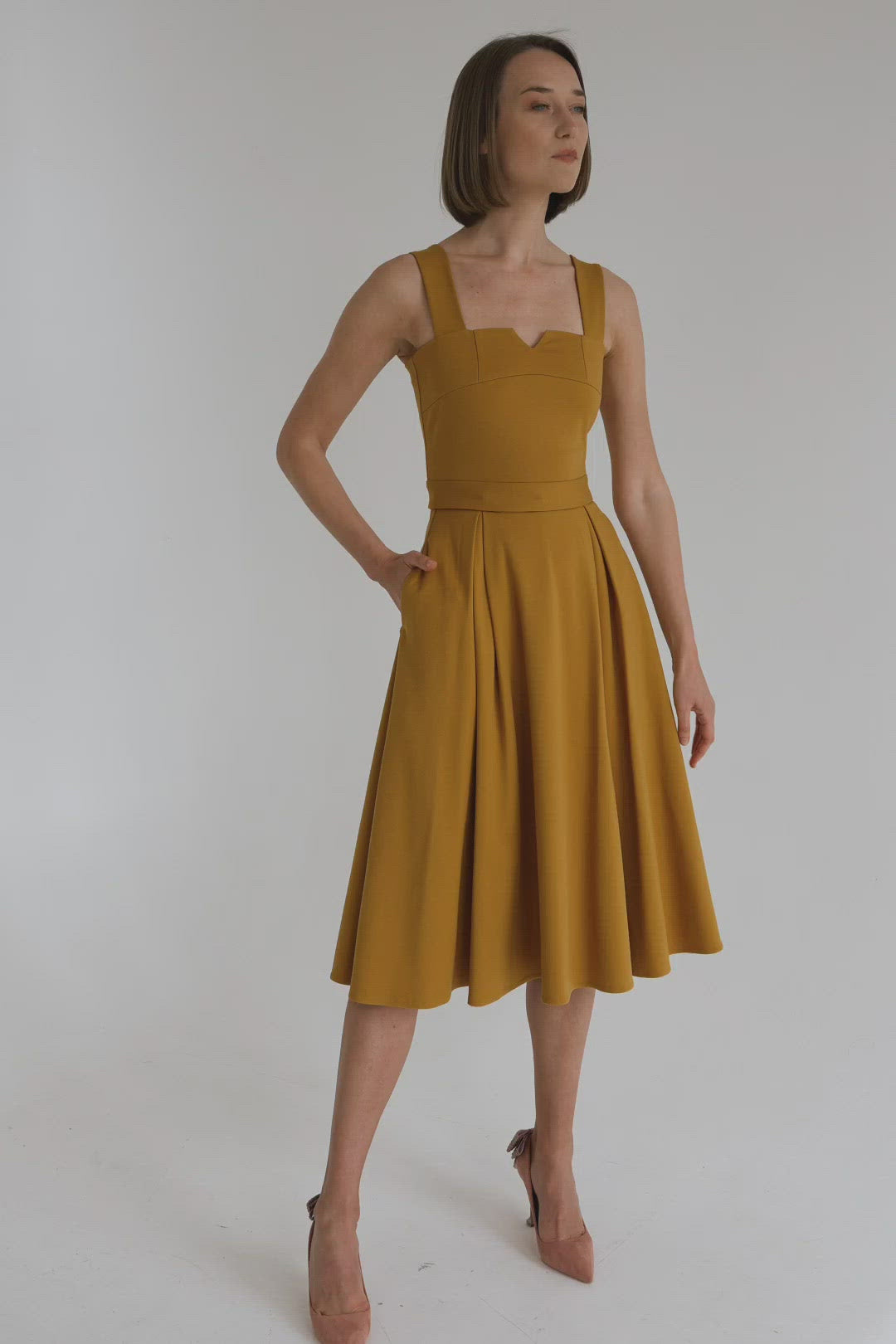 Mustard skirt 2024 with pockets