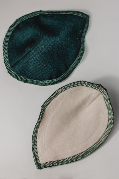 washable breastpads, bamboo terry, wool fabric, different colors, mazgājami krūštura ieliktņi, krūštura ieliktņi, bambusa frotē audums, absorbējošs audums, dark green, emerald green, tumši zaļš audums