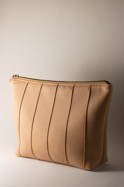 feminine beige cosmetic bag