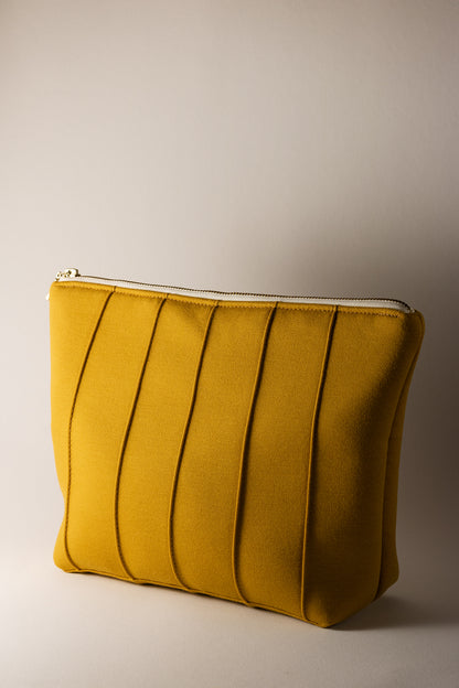 feminine mustard yellow cosmetic bag